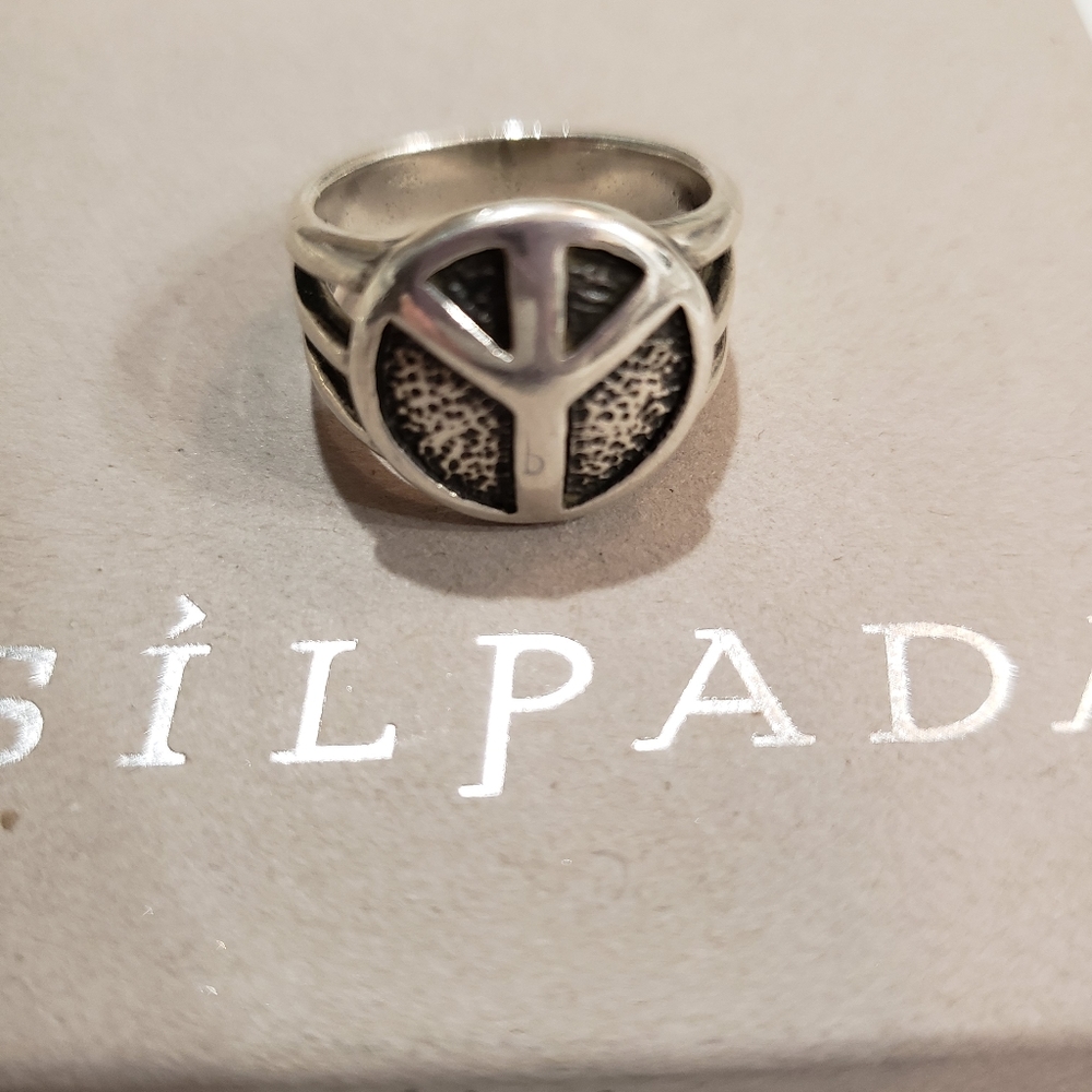 EUC Silpada Peace Sign ☮ .925 Sterling Ring sz 7